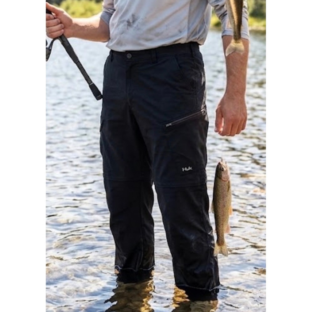 Huk Mens Performance Fishing Pants Black Cargo Pocket Size 38 Straight Leg